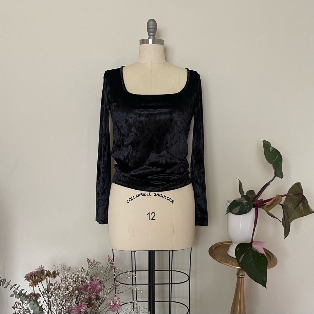 Vince Velour Square Neck Long Sleeve